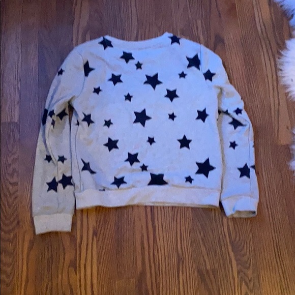 Girls Grey with navy starts crew neck - Picture 2 of 3
